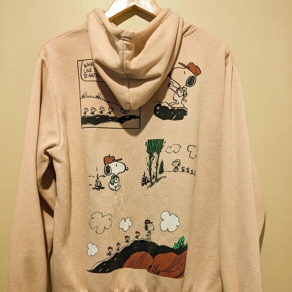 Peanuts Snoopy Beige Tan Graphic Hoodie Men Large - Picture 9 of 12